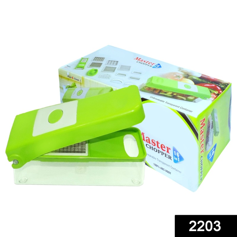2203 Plastic Big 16 in 1 Dicer with Cutter with easy Push and pull Button