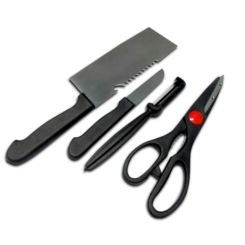 2240 Stainless Steel Kitchen Tool Set (Butcher Knife, Standard Knife, Peeler and Kitchen Scissor) – 4 Pcs