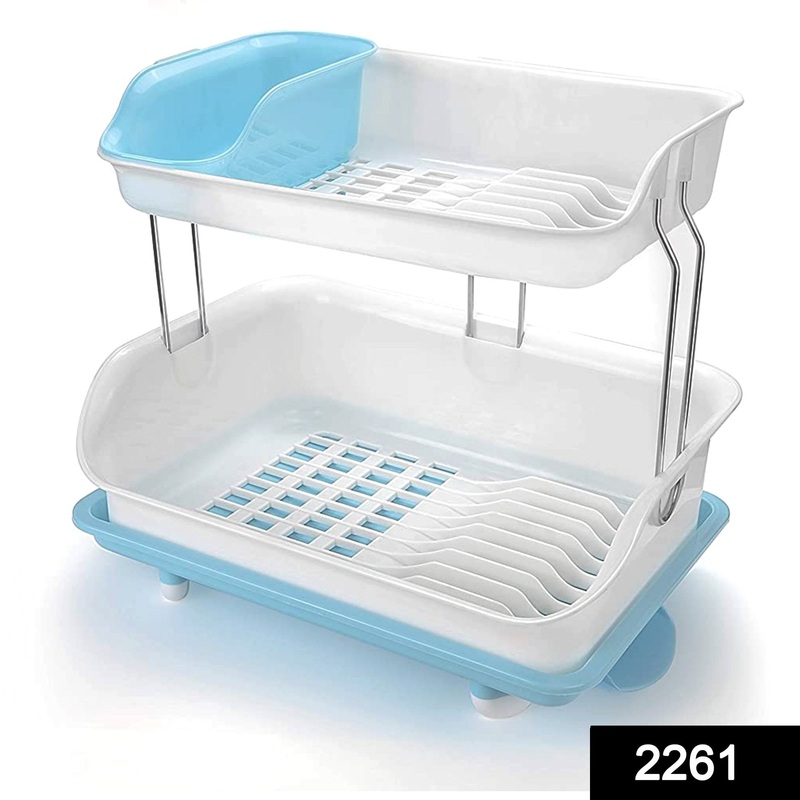2261 2 Layer Plastic Kitchen Dish Drainer Drying Rack