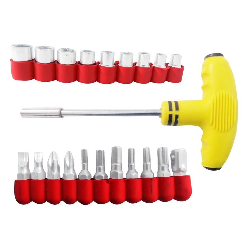 1525 21 pcs T Shape Screwdriver Set Batch Head Ratchet Pawl Socket Spanner Hand Tools