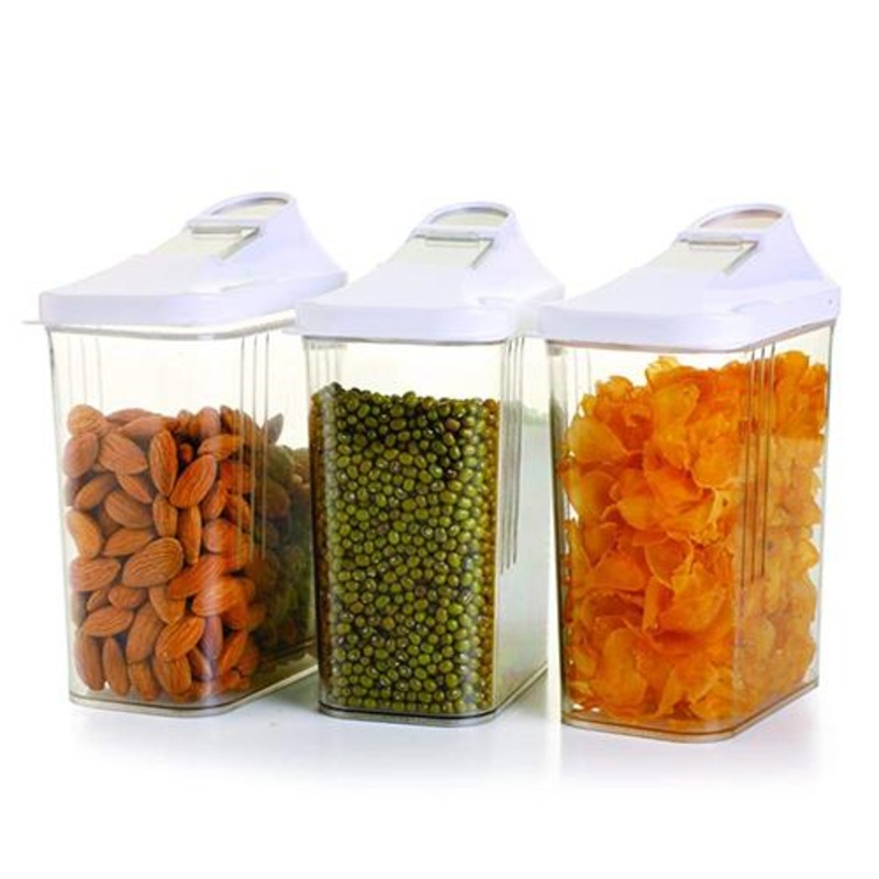2165 Transparent Plastic Air Tight Food Storage Container Jar Dispenser for Kitchen – 750 ml (Set Of 3)