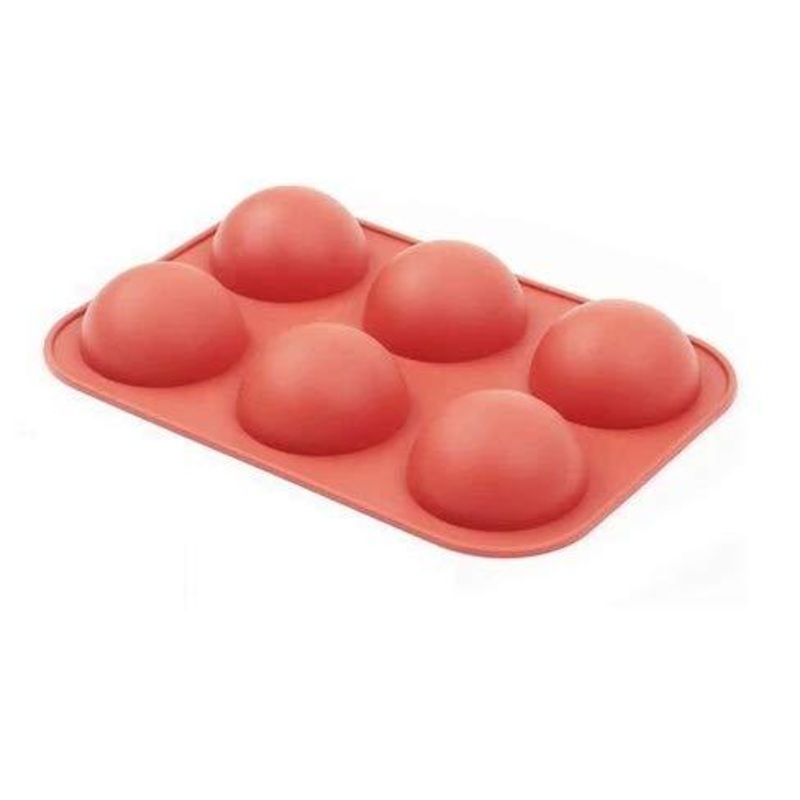 3306 Silicone 6-Cavity Half Circle Half Sphere Half Round Hemisphere Baking Mould Chocolate Desserts Ice Cream Bombs Soap (Random Colour)