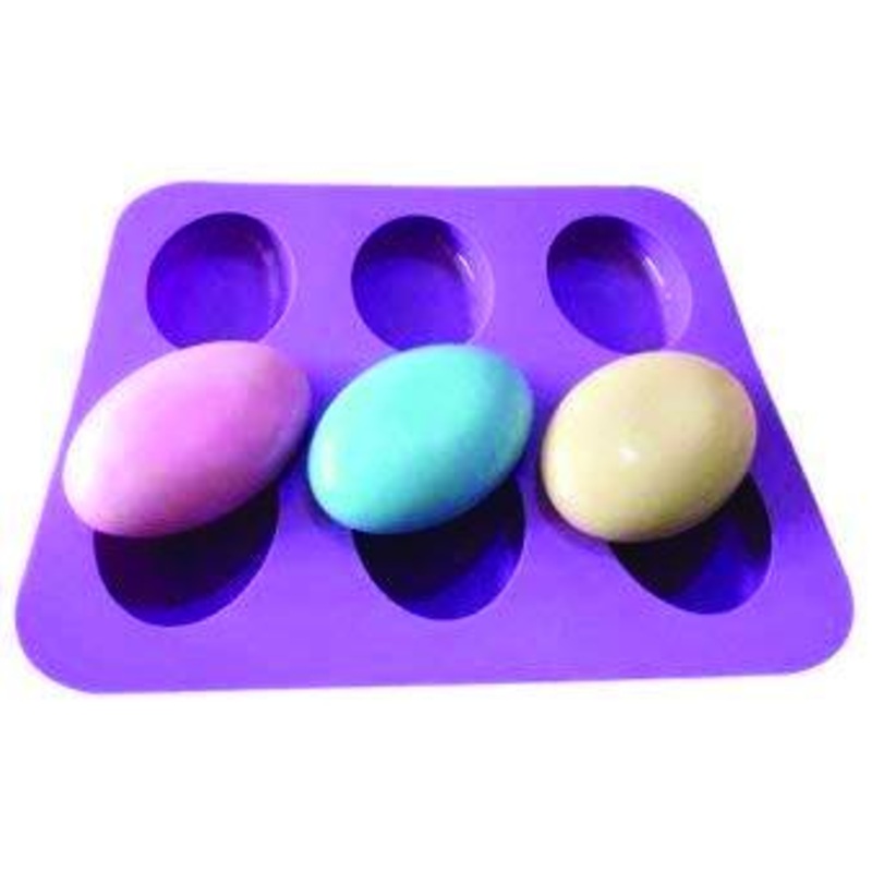 0774 Silicon 6 Cavity Non Stick Oval Shape Mould Tray