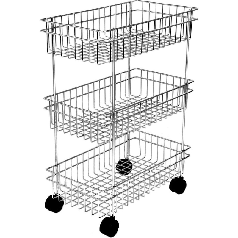 2107 3Layer Floor-Standing Multi-Purpose Storage Organiser Rack Cart with Wheels