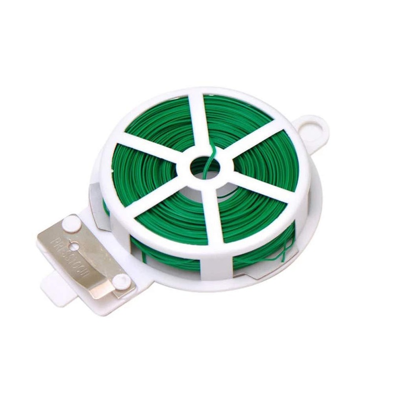 873 Plastic Twist Tie Wire Spool With Cutter For Garden Yard Plant 50m (Green)