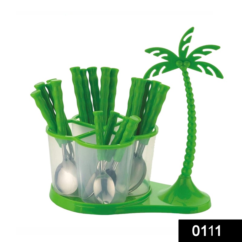 0111 Dining/Cutlery Set with Coconut Tree Design stand(24pcs)