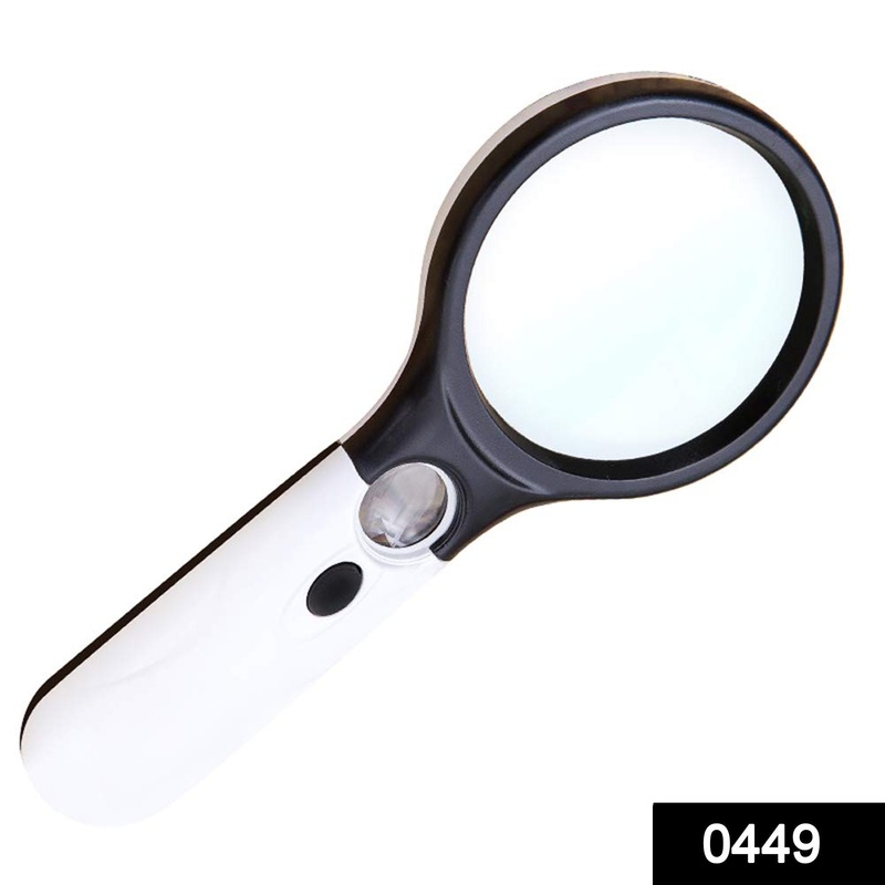 0449 Handheld Reading Magnifier Glass 3X, 45X with 3 LED Lights for Reading/Maps/Watch Repair