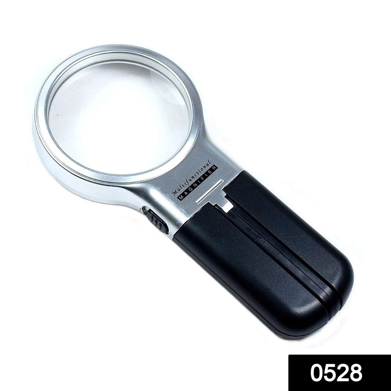 0528 Multifunctional 3-in-1 Hand-Held Folding Lighted High-Powered Magnifier Glass with 3X Zoom and 2 LED Lights
