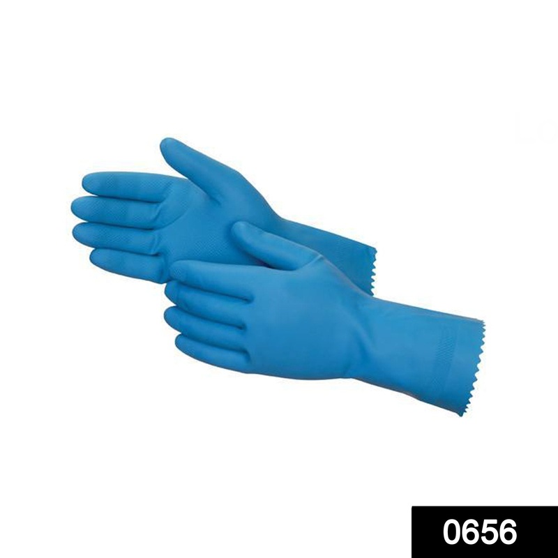 0656 – Cut Glove Reusable Rubber Hand Gloves (Blue) – 1 pc