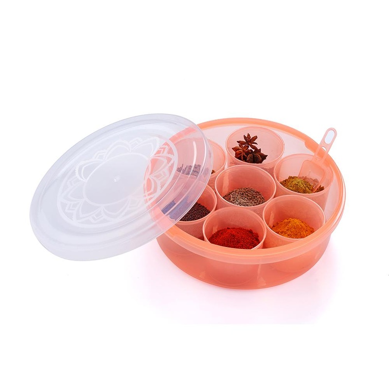 2026 Maitri Plastic Round Spice Box / Masala Dabba – Spice Jar (7pcs)