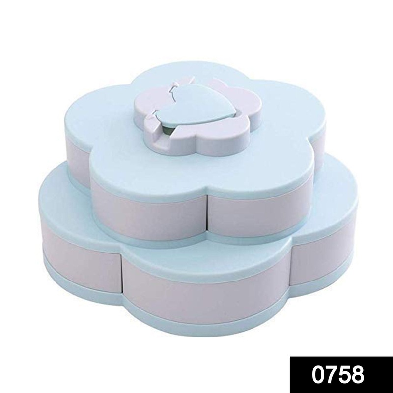 758 Maitri Double Layer Rotary Storage Box Flower Design Wedding Snack 10 Grid Candy Box