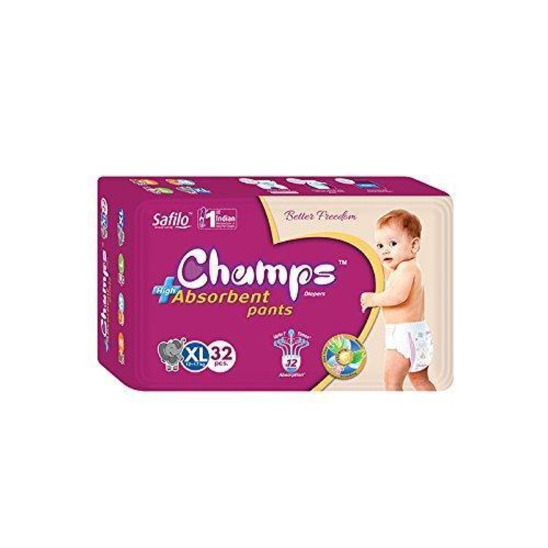 956 Premium Champs High Absorbent Pant Style Diaper Extra Large(XL) Size, 32 Pieces (956_XLar_32)