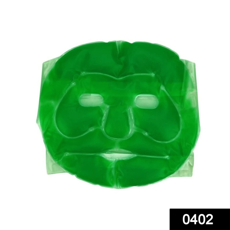 0402 Plastic Reusable Anti Stress Cooling Gel Face Mask with Strap-on Velcro (Green)