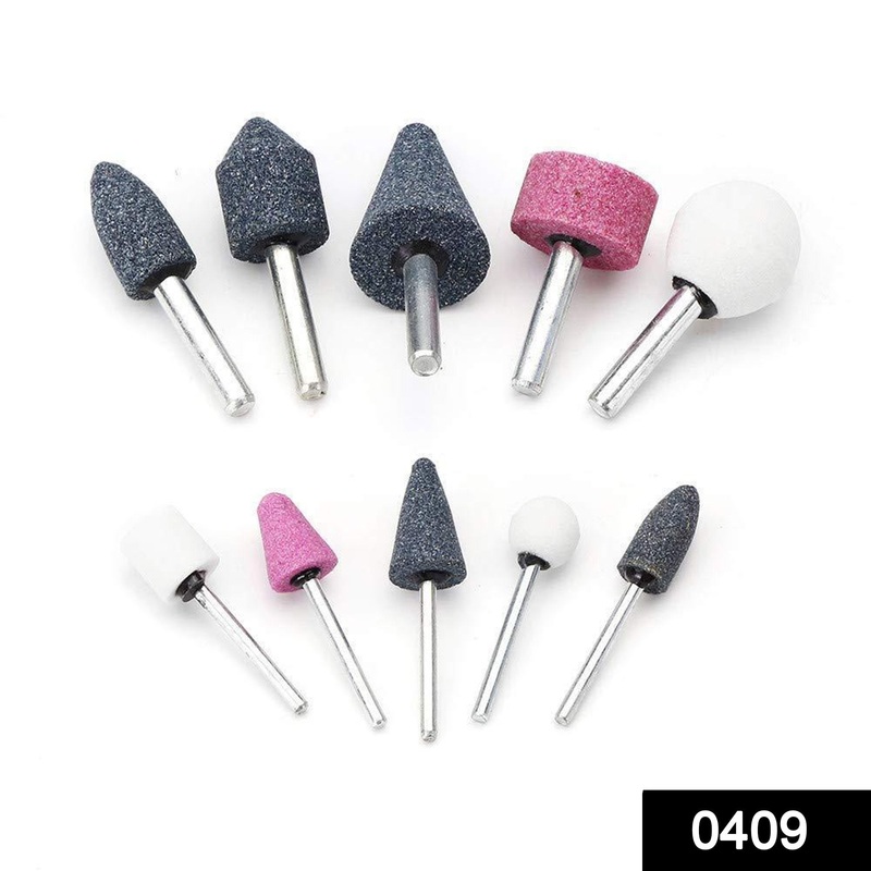 0409 -10pcs 3mm/6mm Dia Shank Mounted Stone (Rotary Tools)