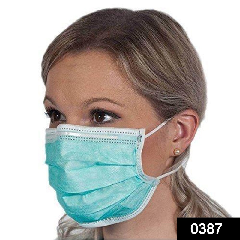 387 Plastic Disposable Ear Loop Elastic 3 Layer Face Mask (Blue)