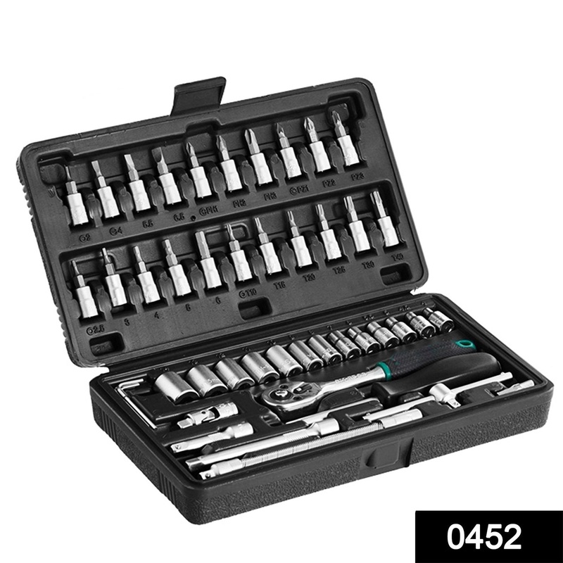 452 -46pcsMetal 1/4 Socket Set (Black, 46pcs)