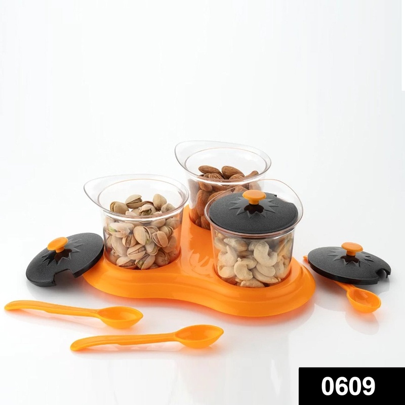 609 Multipurpose Dining Set Jar and tray holder, Chutneys/Pickles/Spices Jar – 3pc