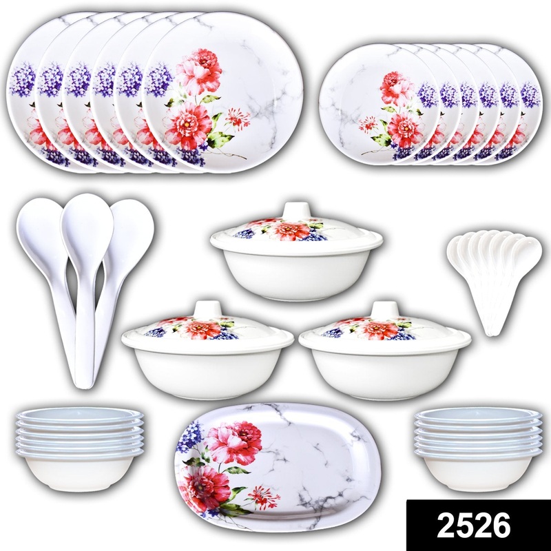 2526 Plastic Light Weight Dinner Set of 36 Pieces Dinner Set