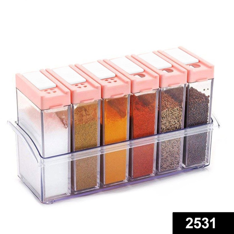 2531 Plastic Easy Flow Storage Box Container / Spice Jar / Cereal Dispenser – 6 Pcs