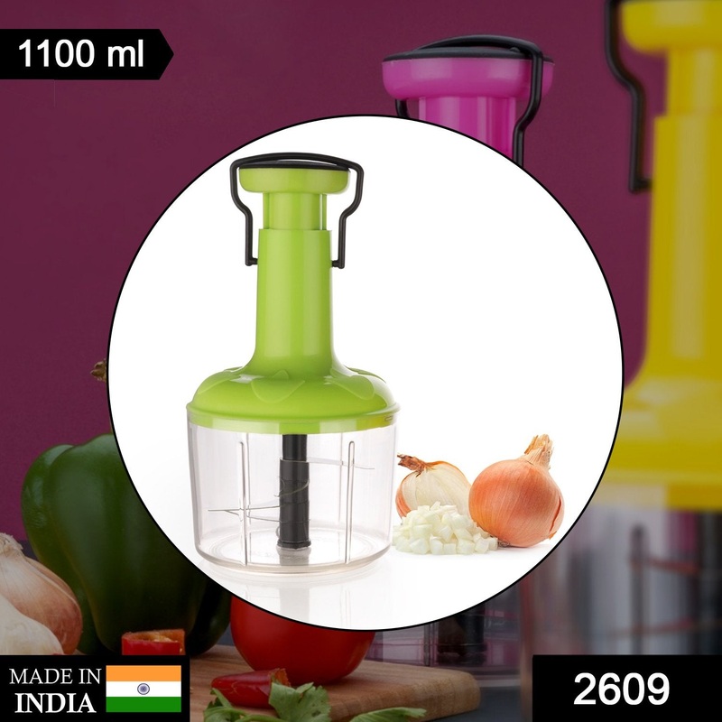 2609 Blade Food Chopper Manual Hand-Press Vegetable Chopper Mixer Cutter (1100ml)