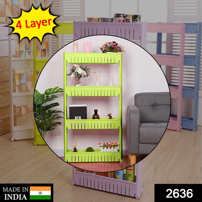 2636 4 Layer Storage Organiser Slim Rack Shelf with Wheel