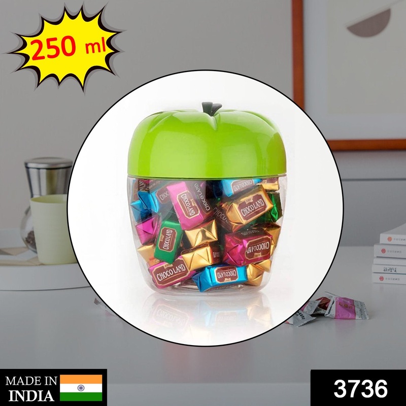 3736 Round Plastic Jar/Container with Apple Shape for Kitchen Storage (250ML)