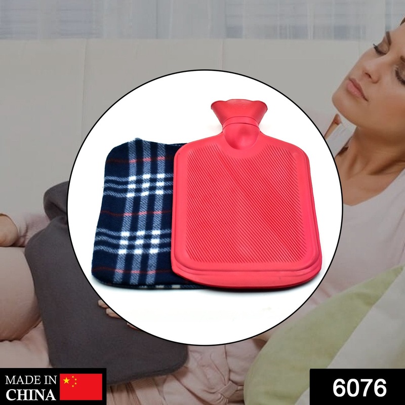 6076 (Large) Rubber Hot Water Heating Bag With Cover for Pain Relief