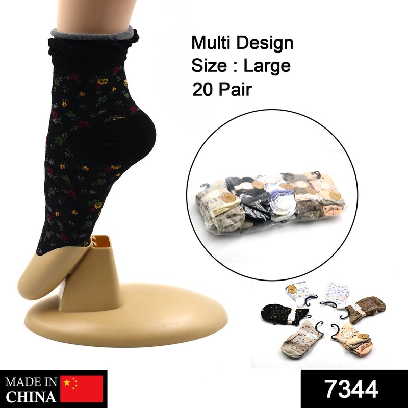 7344 Women’s Crew Socks With fresh little flowers Printed ,high quality socks (Pack Of 20Pair)