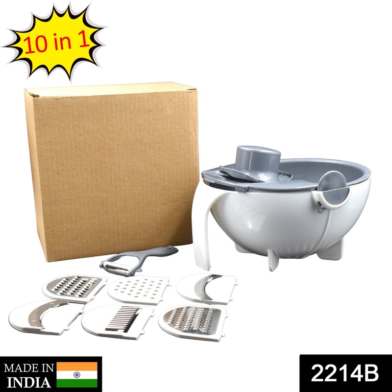 2214B Multifunctional Vegetable Fruits Cutter Shredder with Rotating Drain Basket (Brown Box)