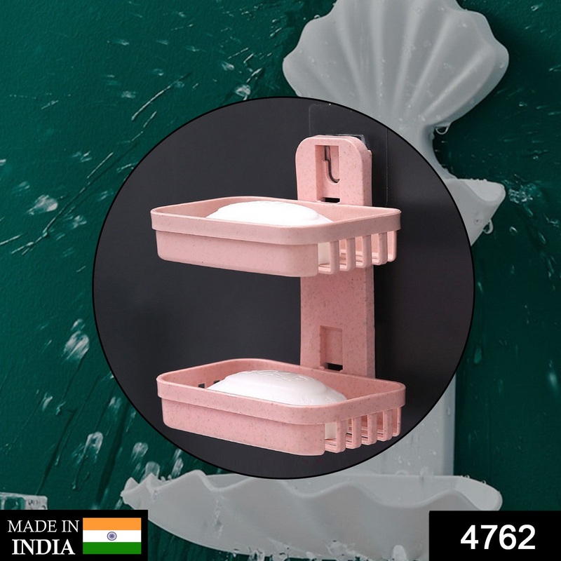 4762  Plastic Double Layer – Soap Stand, Holder, Wall Soap Box Sturdy Vacuum Dispenser Tray