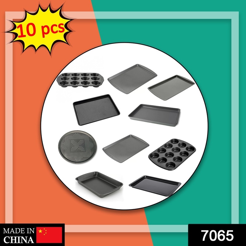 7065 Random Shape Non-Stick and Microwave Safe Bakeware Set (Pack of 10Pcs)