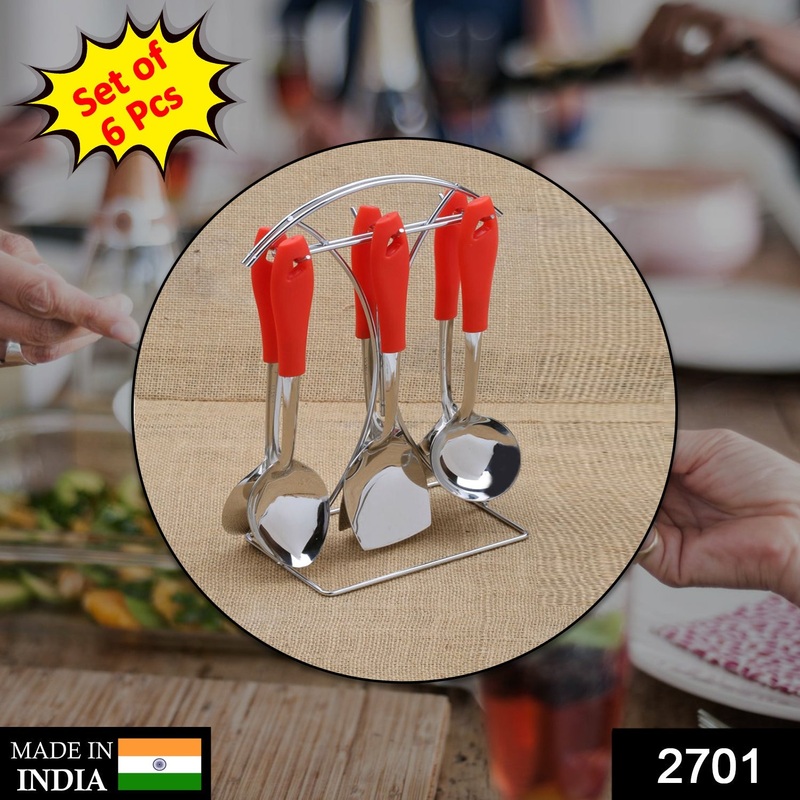 2701 6 Pc SS Serving Spoon stand used in all kinds of household and kitchen places for holding spoons etc.