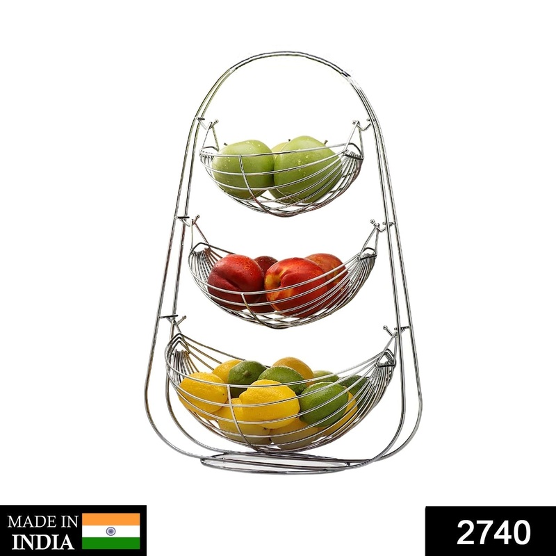 2740 3 Layer SS Fruit Trolley widely used for holding fruits as a decorative and using purposes in all kinds of official and household places etc.
