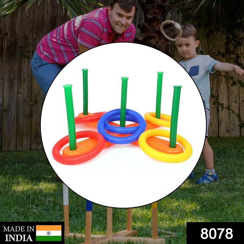 8078 13 Pc Ring Toss Game widely used by childrens and kids for playing and enjoying purposes and all in all kinds of household and official places etc.