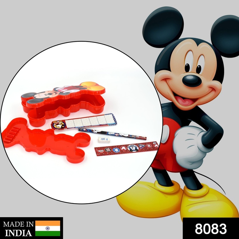 8083 Mickey M Pencil Box Used for holding pencils and stationary items by kids.