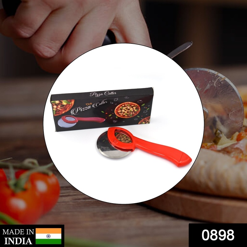 0898 Pizza Handled Cutter Used for Cutting Pizza Into Types Of Pieces Easily.