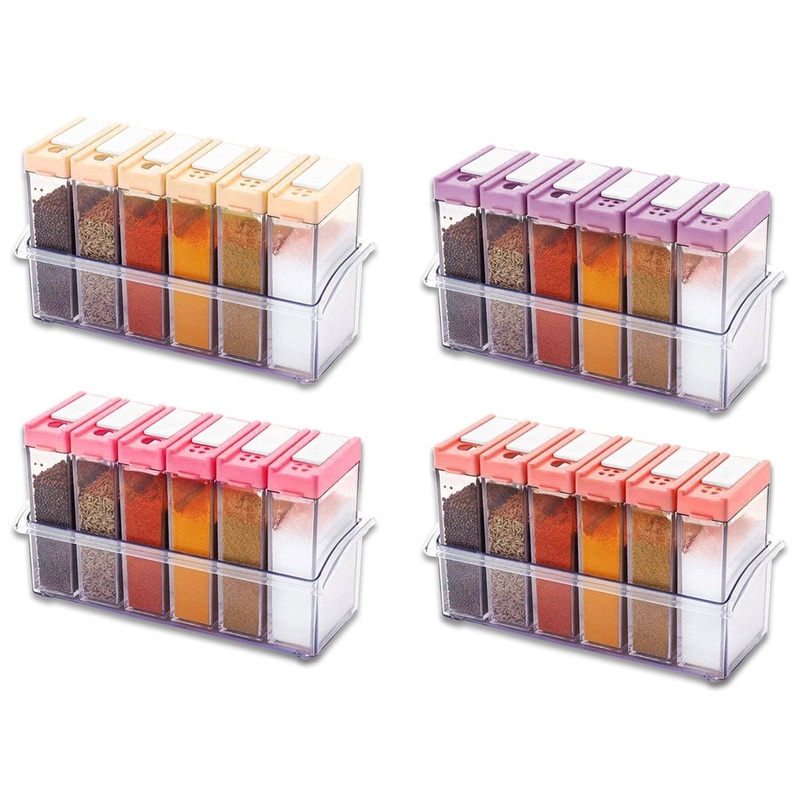 2532 Spice Jar Easy Flow Storage  Each 6Pc Set Of 4