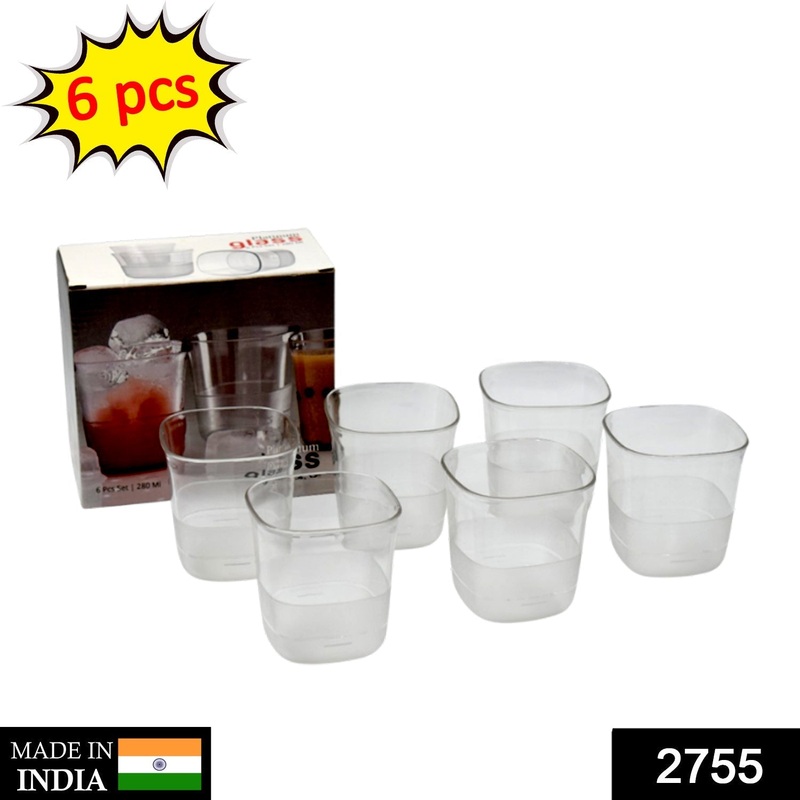 2755 6 Pc Plastic Glass Set 280 ML Used For Serving And Drinking Purposes.