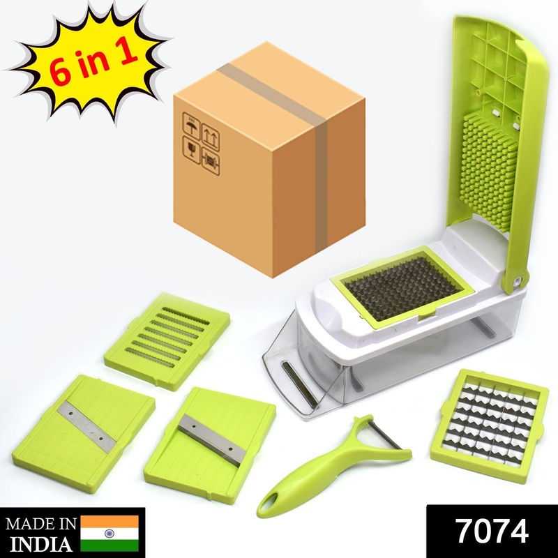 7074 6In1 Veg Chipser Used To Cut Vegetables And Fruits Easily In All Kinds Of Places.