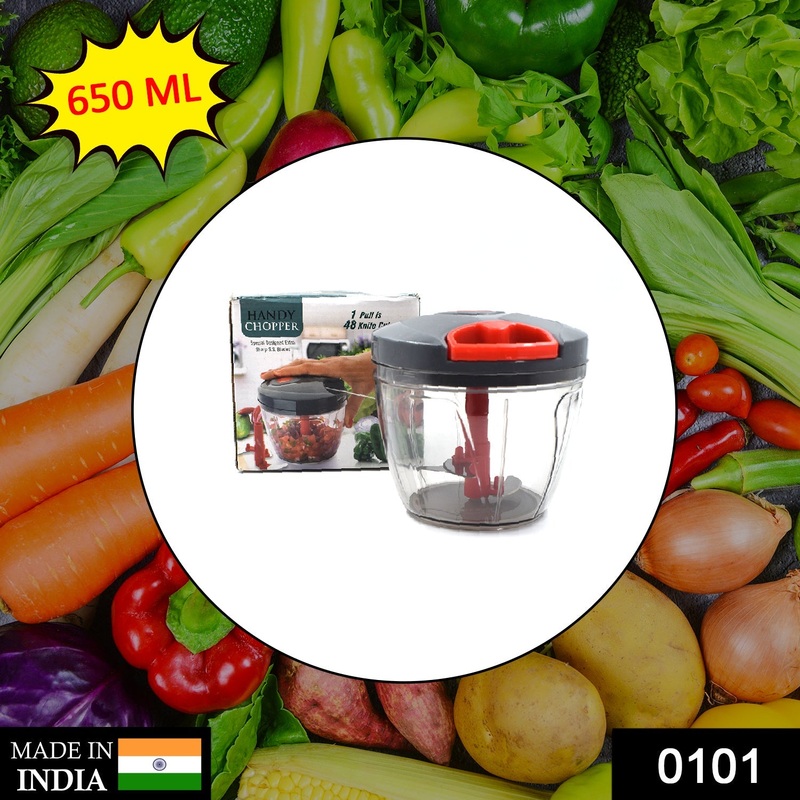 0101 Manual Stainless Steel Compact Hand Held Vegetable Chopper/Slicer (650 ml)
