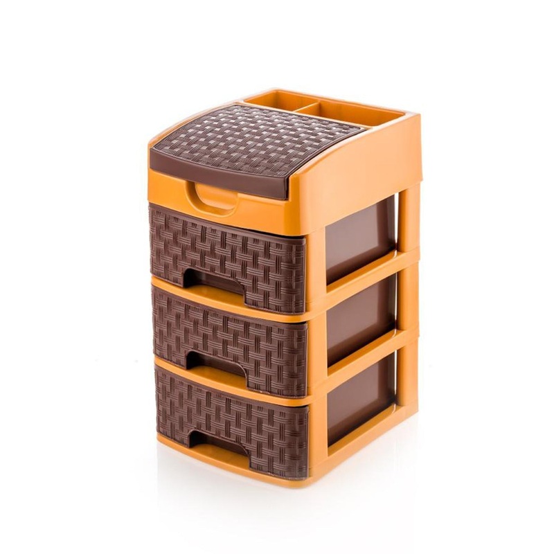 4792b Mini Foldable Modular Drawer 3Layer Plastic Storage Rack System