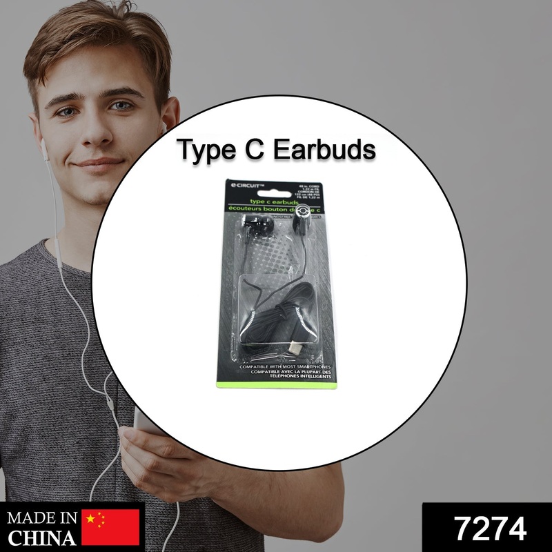 7274 Type C Wired Earphones with Mic, Braided Cable