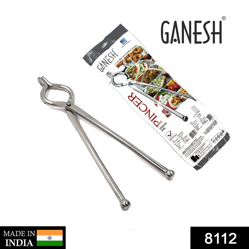8112 Ganesh Premium Quality Unbreakable Stainless Steel Goti Sandsi/Sansi/Pakkad/Pincer/Chimta/Tongs/Utensil Holder Smart Kitchen Tool – 8mm