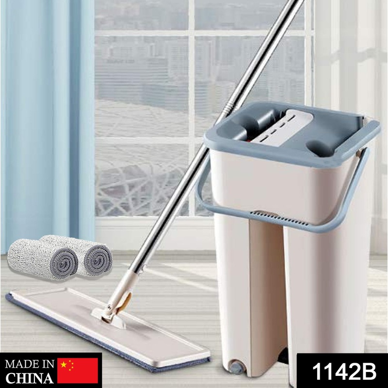 1142B Scratch Cleaning Mop with 2 in 1 Self Clean Wash Dry Hands Free Flat Mop