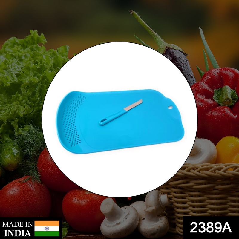 2389A Chop & Drain Vegetables Fruits Chopping Board Sleek Knife