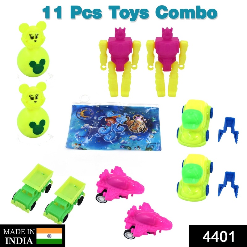 4401 Toys for Kids Friction Powered Toy for Baby Push & Go Toys Combo Set for Boys & Girls ( Pack of 11)
