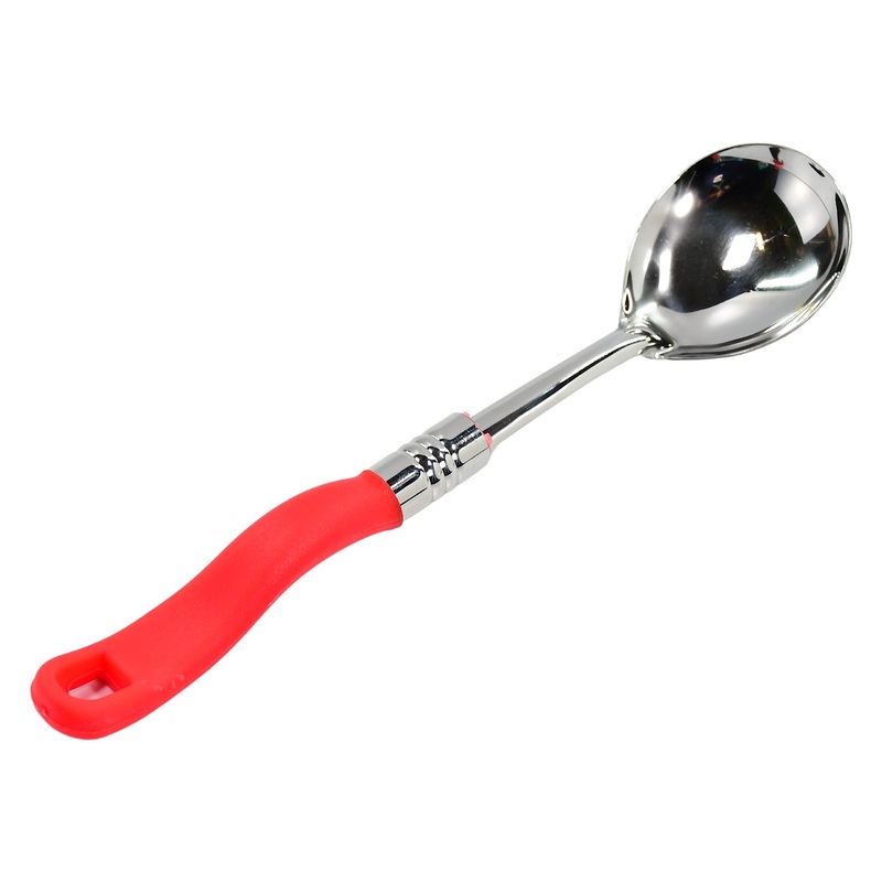 2939 STAINLESS STEEL BLASTING SPOON WITH PLASTIC HANDLE.