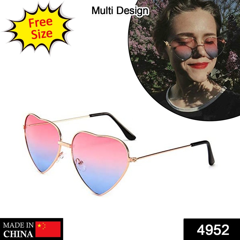 4952 Multi color Heart Shaped Metal Reflective Mirror Lens Women’s Sunglasses