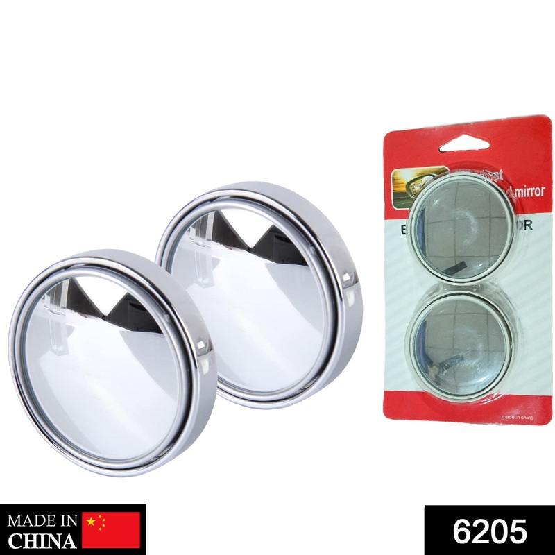 6205 360DEGREE BLIND SPOT ROUND WIDE ANGLE ADJUSTABLE CONVEX REAR VIEW MIRROR – PACK OF 2