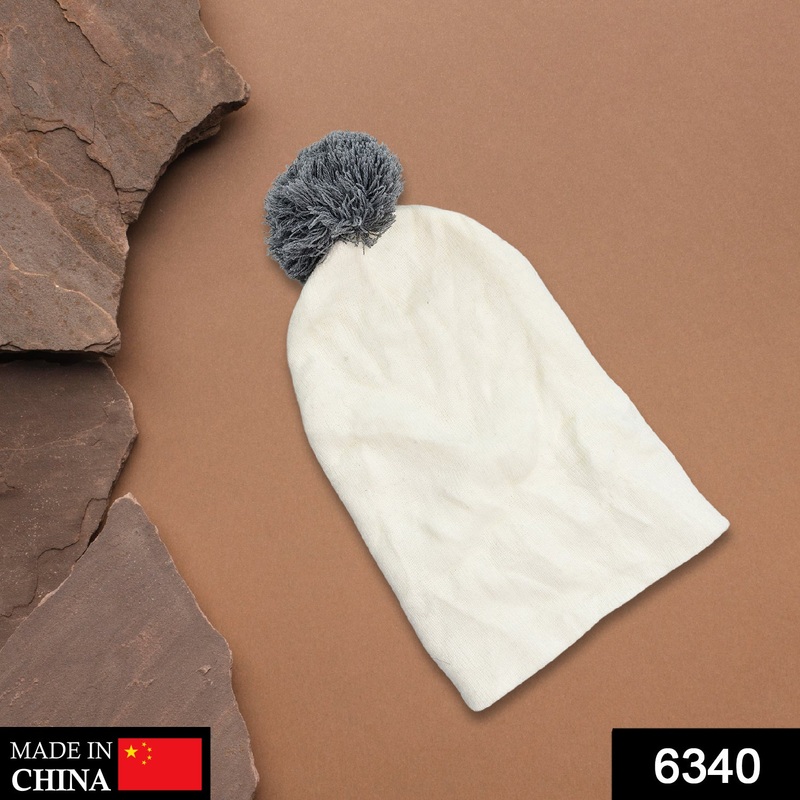 6340 Men’s and Women’s Skull Slouchy Winter Woolen Knitted Black Inside Fur Beanie Cap.